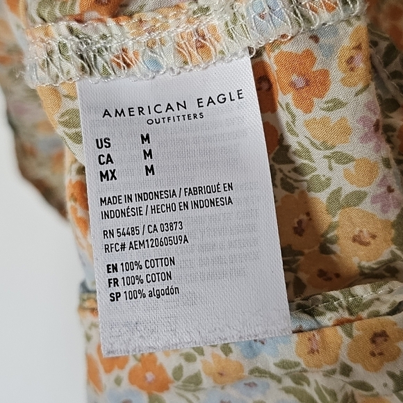 American Eagle cotton floral oversized wide  short-sleeve button-down shirt - Picture 5 of 5